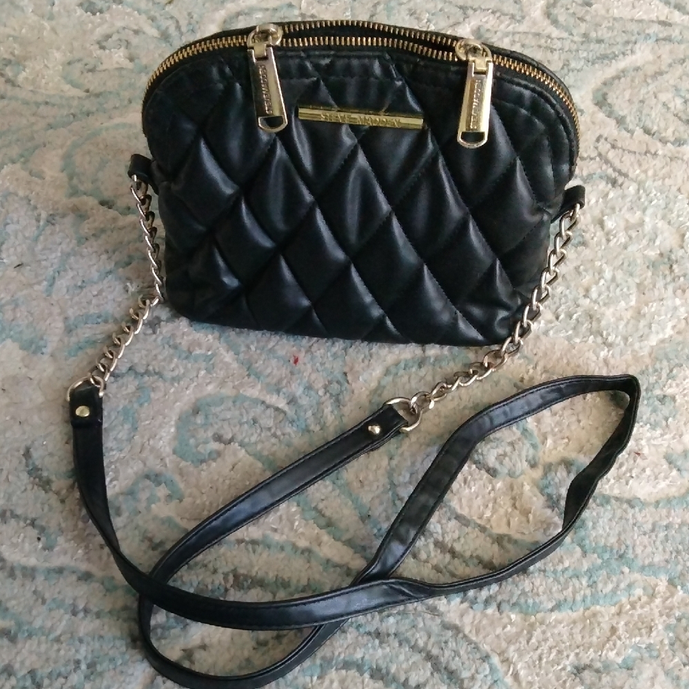 Steve Madden Black Quilted Mini Bag with Chain Strap